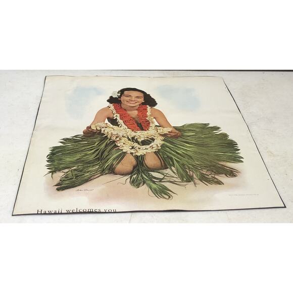 1938 Matson Cruise Line Vintage Hula Girl Hawaiian Flower Lei Travel Ephemera - Picture 10 of 10